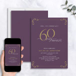 Überraschung 60 & fabelhafte Lila & Gold Geburtsta Einladung<br><div class="desc">Es ist eine besondere Überraschung 60. Geburtstag, und es ist Zeit zu feiern! Will du, den besten Bash in der Stadt zu werfen? Mit dieser 60 & Fabulous Lila White & Gold Kalligraphie zum Geburtstag laden Sie ein, mit dem höchsten Stil zu beginnen. Es wird sicher sein, den Ton für...</div>