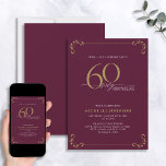 Überraschung 60 & Fabulous Burgundy & Gold Geburts Einladung<br><div class="desc">Es ist eine besondere Überraschung 60. Geburtstag, und es ist Zeit zu feiern! Will du, den besten Bash in der Stadt zu werfen? Mit dieser 60 & Fabulous Burgundy White & Gold Kalligraphie zum Geburtstag laden Sie ein, mit dem höchsten Stil zu beginnen. Es wird sicher sein, den Ton für...</div>