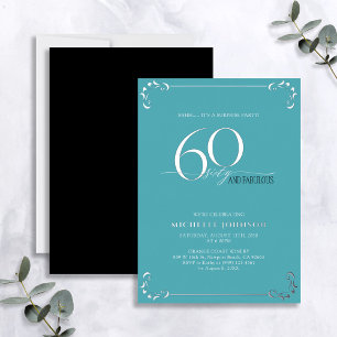 Überraschung 60 & Fabulous Türkis & Silber Geburts Folieneinladung