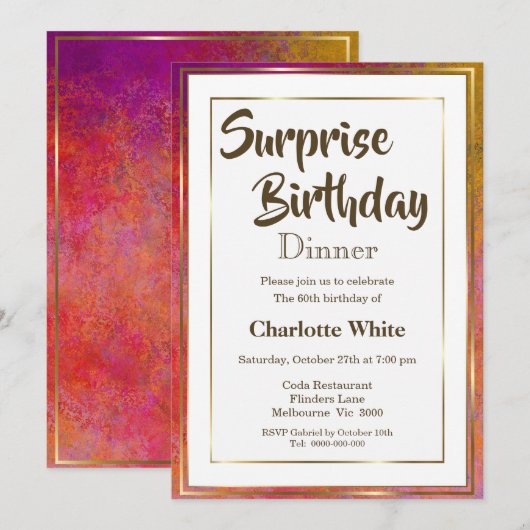 Überraschung 60. Geburtstag Abendessen Einladung (Vorne/Hinten)