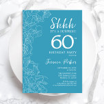 Überraschung 60. Geburtstag - Blumenblau Einladung<br><div class="desc">Blumenhellblauer Überraschung 60. Geburtstag Einladung. Minimalistisches modernes feminines Design mit botanischen Akzenten und Typografie-Script-Schriftart. Einfache florale Einladungskarte perfekt für eine stilvolle weibliche Überraschung am Tag.</div>