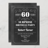 Überraschung 60. Geburtstag - Chalkboard Einladung (Vorne/Hinten)