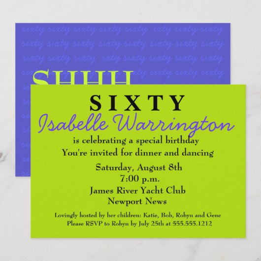 Überraschung 60. Geburtstag Einladung (Vorne/Hinten)