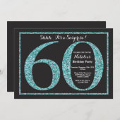 Überraschung 60. Geburtstag Einladung Aquamarinen (Vorne/Hinten)
