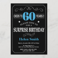 Überraschung 60. Geburtstag Einladung Blau und Sch