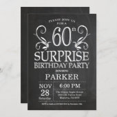 Überraschung 60. Geburtstag Einladung Chalkboard (Vorne/Hinten)