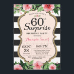 Überraschung 60. Geburtstag Einladung Frauen Blume<br><div class="desc">Überraschung 60. Geburtstag Einladung für Frauen. Black and Gold Geburtstagsparty einladen. Gold Glitzer. Rosa Aquarellfarbene Blume mit Blumen. Schwarze und weiße Streifen. Printable Digital. Für weitere Anpassungen klicken Sie bitte auf die Schaltfläche "Anpassen" und verwenden Sie unser Designwerkzeug,  um diese Vorlage zu ändern.</div>