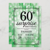 Überraschung 60. Geburtstag Einladung Grünen Glitz (Vorne/Hinten)
