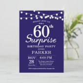 Überraschung 60. Geburtstag Einladung Navy Blue (Stehend Vorderseite)