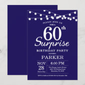 Überraschung 60. Geburtstag Einladung Navy Blue (Vorne/Hinten)