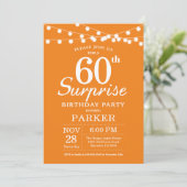 Überraschung 60. Geburtstag Einladung Orange (Stehend Vorderseite)