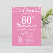 Überraschung 60. Geburtstag Einladung Pink (Stehend Vorderseite)