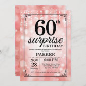 Überraschung 60. Geburtstag Einladung Pink Glitzer (Vorne/Hinten)