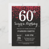 Überraschung 60. Geburtstag Einladung Roter Glitze (Vorderseite)