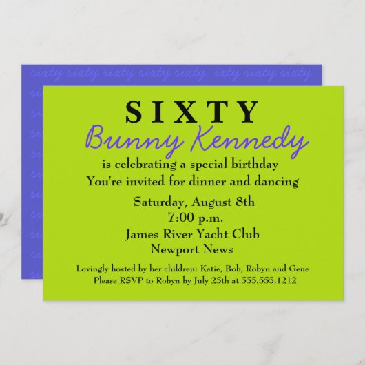 Überraschung 60. Geburtstag Einladung Shhh (Vorne/Hinten)