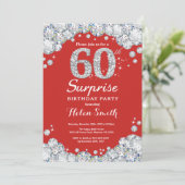 Überraschung 60. Geburtstag Einladung Silver Diamo (Stehend Vorderseite)