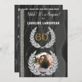Überraschung 60. Geburtstag Foto, Gold, Perlen & S Einladung (Vorne/Hinten)
