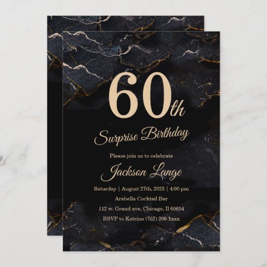Überraschung 60. Geburtstag für Männer Einladung (Vorne/Hinten)