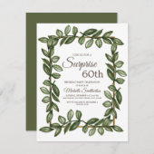 Überraschung 60. Geburtstag Grüne Blätter Einladung (Vorne/Hinten)