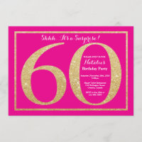 Überraschung 60. Geburtstag Hot Pink und Gold Glit