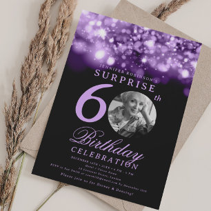 ÜBERRASCHUNG 60. Geburtstag Lila Mitternacht Glam Einladung