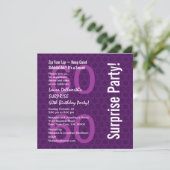 ÜBERRASCHUNG 60. Geburtstag Modernes Lila Sternmus Einladung (Stehend Vorderseite)