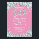 Überraschung 60. Geburtstag Rosa und Silver Diamon Einladung<br><div class="desc">Überraschung 60. Geburtstag Einladung. Rosa und Silber Kristall Diamond Red Hintergrund. Elegante Birthday Bash laden. Erwachsener Geburtstag. Frauen zum Geburtstag. Männer zum Geburtstag. Für weitere Anpassungen klicken Sie bitte auf die Schaltfläche "Anpassen" und verwenden Sie unser Designwerkzeug,  um diese Vorlage zu ändern.</div>