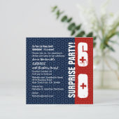 ÜBERRASCHUNG 60. Geburtstag Rote Blaue Sterne Einladung (Stehend Vorderseite)