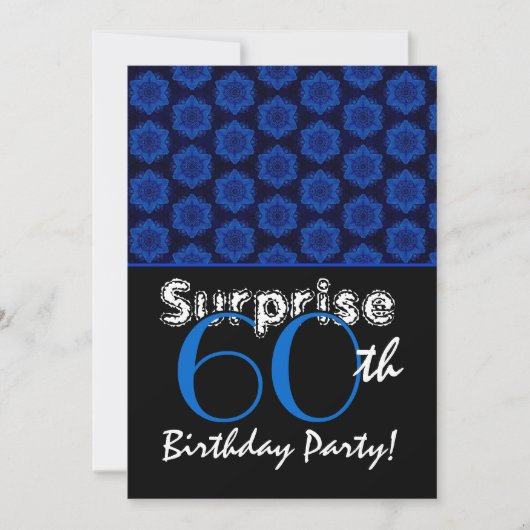 ÜBERRASCHUNG 60. Geburtstag Royal Blue Stars R001 Einladung (Vorderseite)