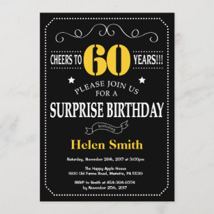 Überraschung 60. Geburtstag Schwarz-Gelbe Tafel Einladung