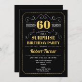 Überraschung 60. Geburtstag - Schwarzes Gold Einladung (Vorne/Hinten)
