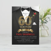 Überraschung 60. Geburtstag Tuxedo Einladung (Stehend Vorderseite)