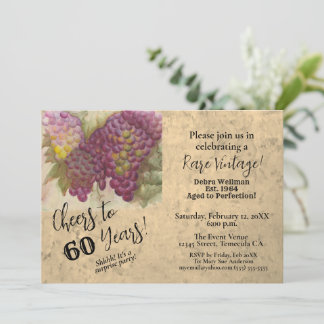 Überraschung 60. Geburtstag Wein Thema Einladung