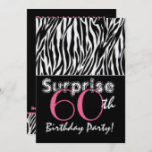 ÜBERRASCHUNG 60. Geburtstag Zebrastreifen Schwarz- Einladung (Vorne/Hinten)