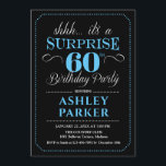 Überraschung 60. Geburtstagsparty - Black Blue Einladung<br><div class="desc">Überraschung 60. Geburtstagsparty Einladung. Einfaches Design in schwarz,  hellblau und weiß. Funktioniert mit elegantem Script-Schriftart. Überraschende Feier für Mann oder Frau. Kann in jedem Alter angepasst werden!</div>