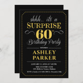 Überraschung 60. Geburtstagsparty - Black Gold Einladung (Vorne/Hinten)