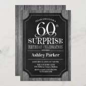 Überraschung 60. Geburtstagsparty - Chalkboard Whi Einladung (Vorne/Hinten)