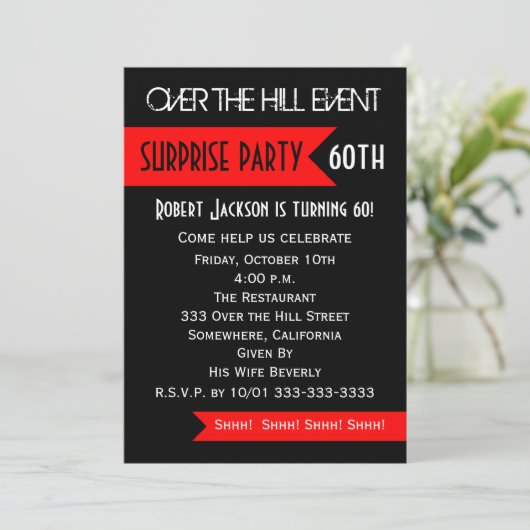 Überraschung 60. Geburtstagsparty Einladung (Stehend Vorderseite)