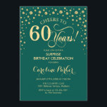 Überraschung 60. Geburtstagsparty - Emerald Green  Einladung<br><div class="desc">Überraschung 60. Geburtstagsparty Einladung. Elegantes Design in smaragdgrün und Imitate Glitzer Gold. Enthält Skript-Schriftart und Diamanten Konfetti. Feiert bis 60 Jahre! Nachricht,  wenn Sie weitere Anpassungen benötigen.</div>