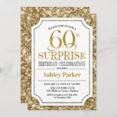 Überraschung 60. Geburtstagsparty - Gold White Einladung (Vorne/Hinten)