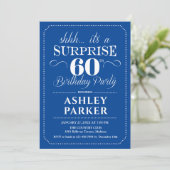 Überraschung 60. Geburtstagsparty - Navy White Einladung (Stehend Vorderseite)