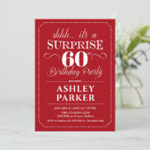 Überraschung 60. Geburtstagsparty - Red White Einladung (Stehend Vorderseite)