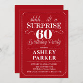 Überraschung 60. Geburtstagsparty - Red White Einladung (Vorne/Hinten)