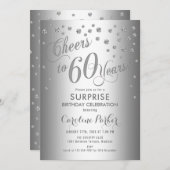 Überraschung 60. Geburtstagsparty - Silver Einladung (Vorne/Hinten)