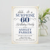 Überraschung 60. Geburtstagsparty - Weiße Marine Einladung (Stehend Vorderseite)