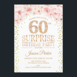 Überraschung 60. Geburtstagsparty - Weißes Gold Ro Einladung<br><div class="desc">Überraschung 60. Geburtstagsparty Einladung. Elegantes Design in Imitaten Glitzer Gold,  Weiß und Rosa. Enthält Konfetti,  Skript-Schriftart und Aquarellblau rosa Blume. Nachricht,  wenn Sie weitere Anpassungen benötigen.</div>