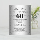 Überraschung 60. Hochzeitstag - Silberschwarz Einladung (Stehend Vorderseite)