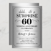 Überraschung 60. Hochzeitstag - Silberschwarz Einladung (Vorne/Hinten)