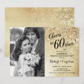 Überraschung 60 Jahre Jubiläum mit Foto - Gold Einladung (Vorne/Hinten)
