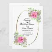 Überraschung 60. Rosa Gold Geburtstagsessen Einladung (Vorne/Hinten)